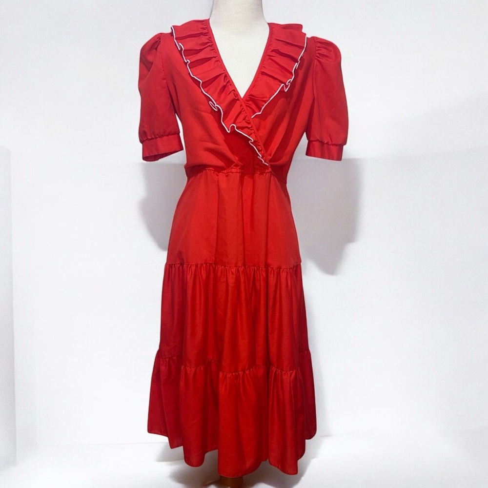 Vintage fit n flare Red Ruffled Dress
